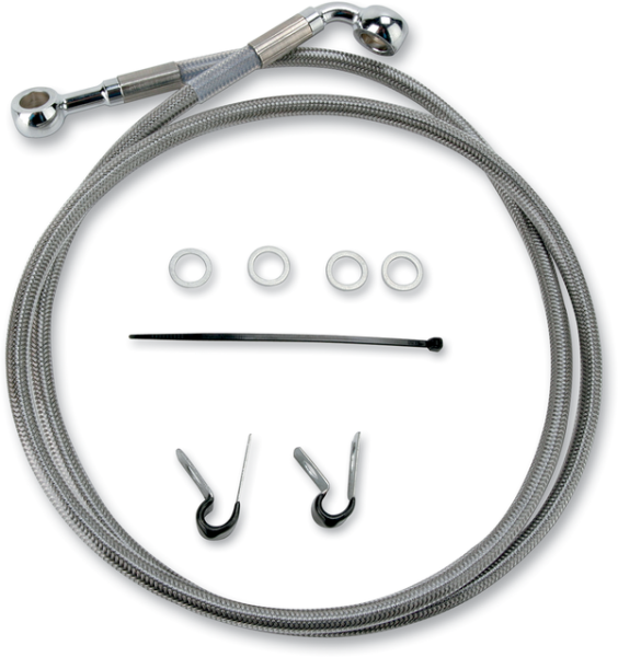 Extended Length Stainless Steel Brake Line Kit Silver, Clear-coated Oversize [+51 mm (2'')], 1, nordicamoto.ro