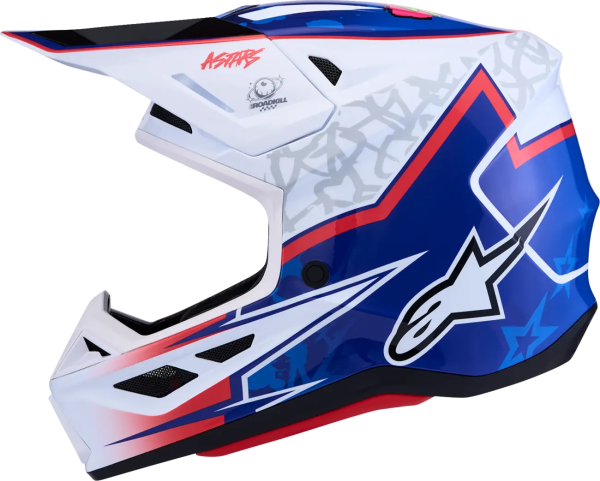 Casca Alpinestars S-M7 Blaster Alb/Albastru/Rosu XS, 7, nordicamoto.ro