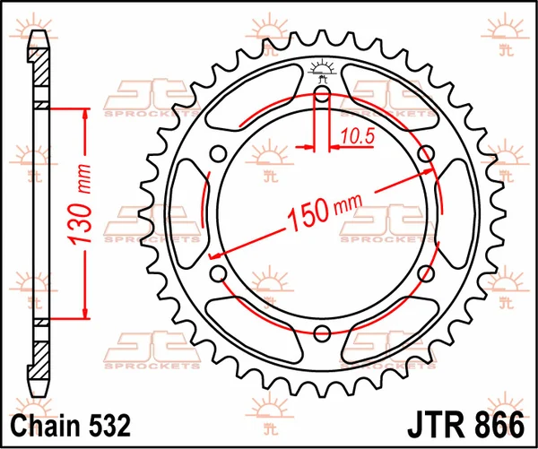 JT SPROCKETS Pinion spate, culoare naturală, 1, nordicamoto.ro