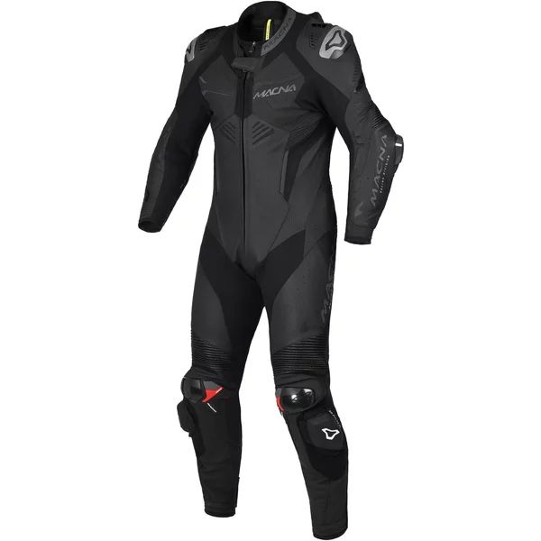 Combinezon de piele 1 piesa MACNA CHROMIQ 46 Negru/Rosu, 5, nordicamoto.ro