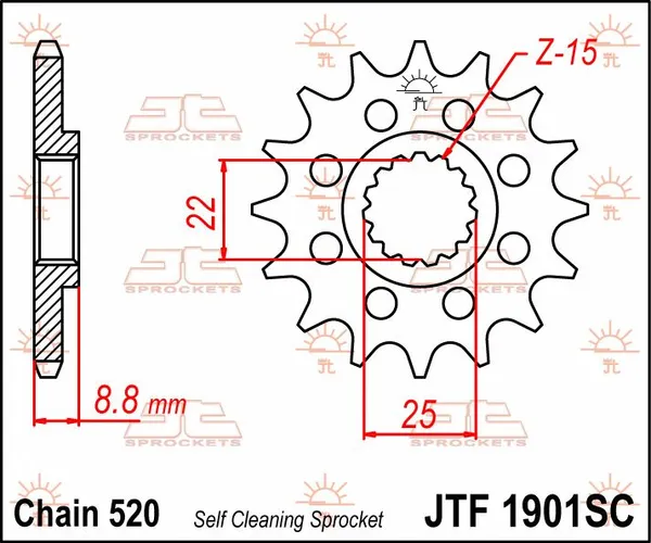 JT SPROCKETS Mx Self-cleaning, Lightweight Front Sprocket Natural -0