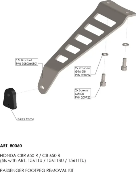 Footpeg Removal Kit Black, 2, nordicamoto.ro