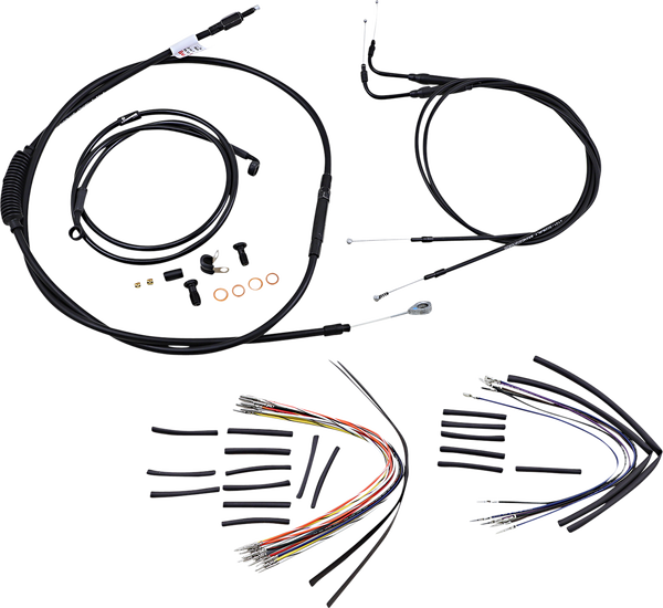 Complete Black Vinyl Handlebar Cable/line Kit For Ape Hanger Handlebars Black, 1, nordicamoto.ro