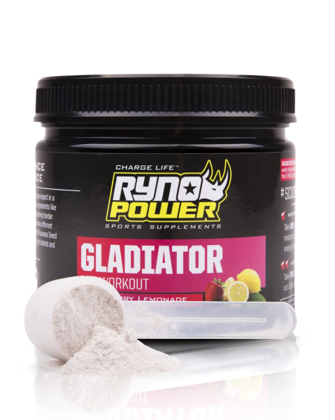 Supliment pre-antrenament pudră Ryno Power GLADIATOR Strawberry Lemonade, 150 g, 30 de porții, 4, nordicamoto.ro