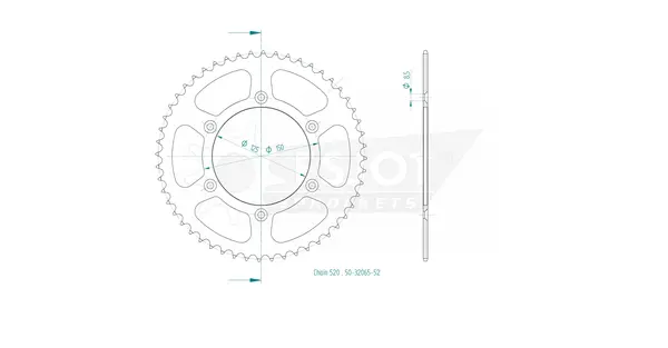 Pinion standard spate 520 negru, 2, nordicamoto.ro