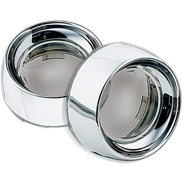 Deep-dish Bezels With Lens For Bullet Turn Signals Chrome, 2, nordicamoto.ro