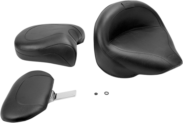 Vintage Wide Touring Seat With Driver Backrest Black, 1, nordicamoto.ro