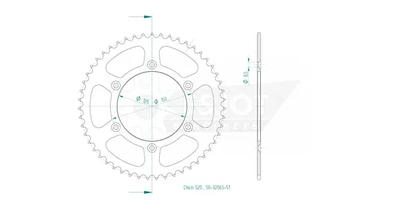 Pinion standard spate 520 negru, 2, nordicamoto.ro