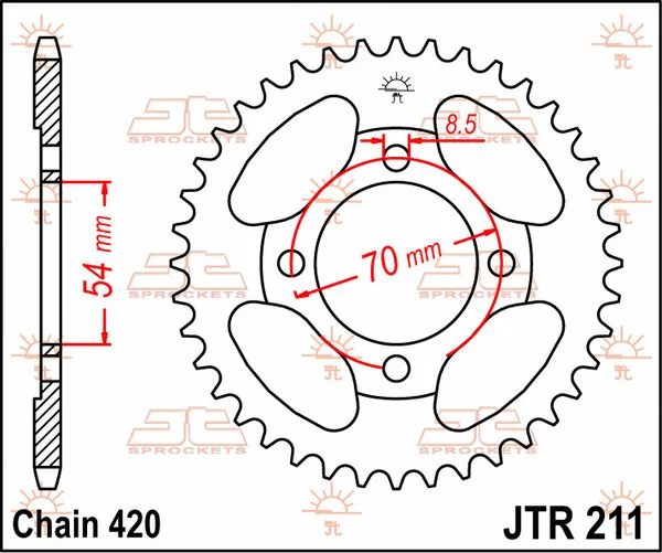 JT SPROCKETS Pinion spate, culoare naturală, 1, nordicamoto.ro