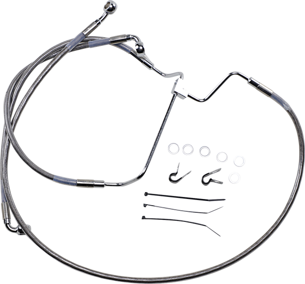 Extended Length Stainless Steel Brake Line Kit Silver, Clear-coated Oversize [+254 mm (10'')], 1, nordicamoto.ro