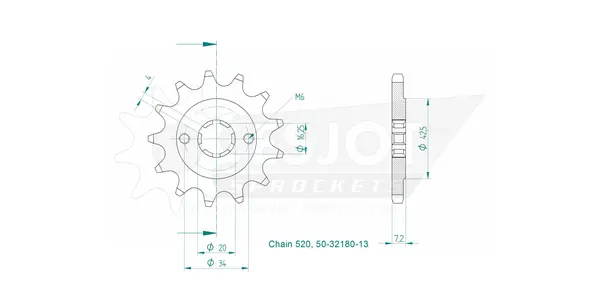 Standard Sprocket Front 520 Natural, 2, nordicamoto.ro