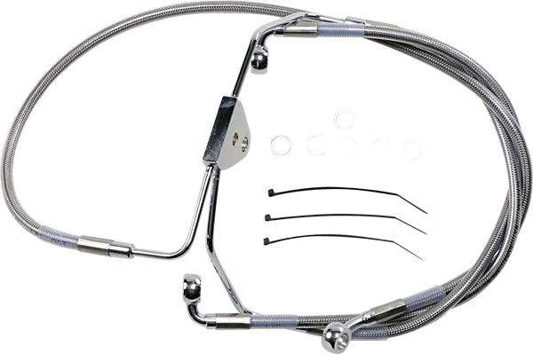 Extended Length Stainless Steel Brake Line Kit Silver, Clear-coated Oversize [+102 mm (4'')], 1, nordicamoto.ro