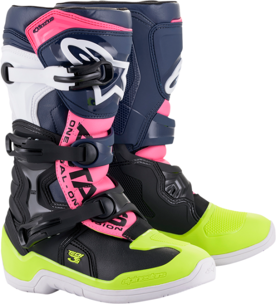 Cizme copii Alpinestars Tech 3S Black/Dark Blue/Pink Fluorescent-1