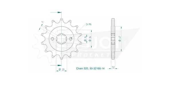 Standard Sprocket Front 520 Natural, 2, nordicamoto.ro