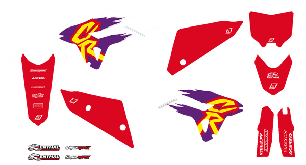 Graphic Kit Retro With Seat Cover White, Red, Purple, 3, nordicamoto.ro