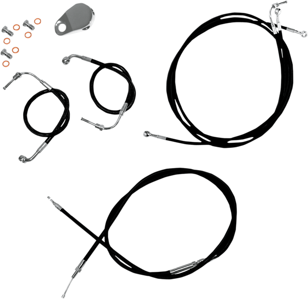 Standard Black Vinyl Braided Handlebar Cable/brake Line Kit Black, 1, nordicamoto.ro