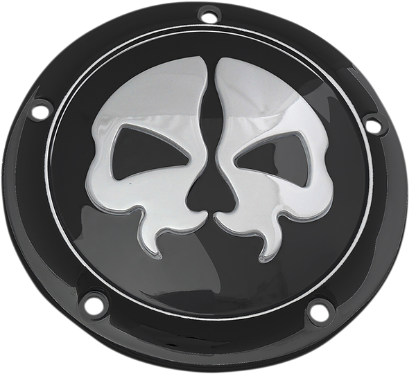 Split Skull Derby Cover Black, Chrome, 1, nordicamoto.ro