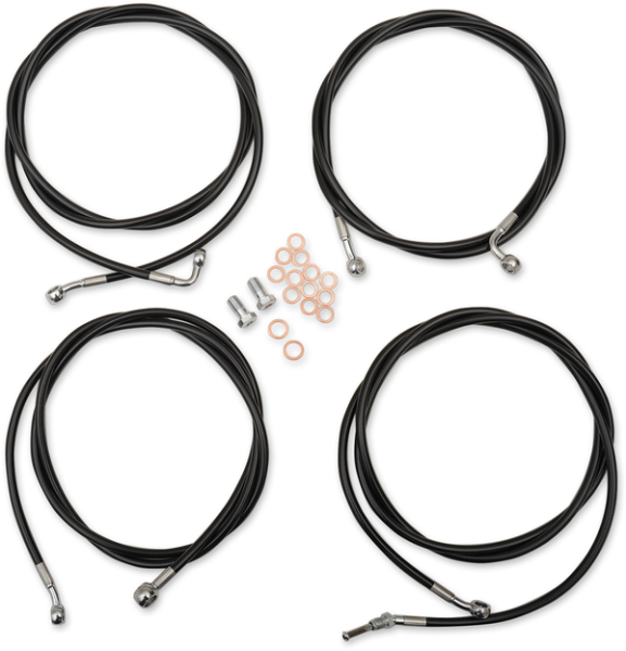 Standard Black Vinyl Braided Handlebar Cable/brake Line Kit Black, 1, nordicamoto.ro