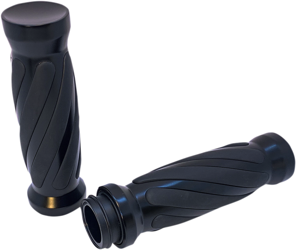 Custom Twisted Rubber Grips Black, 3, nordicamoto.ro