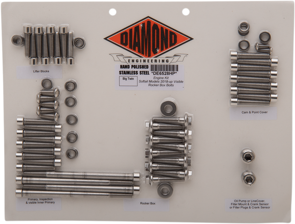 Polished Stainless Engine Fastener Kit Stainless Steel, Polished, 1, nordicamoto.ro