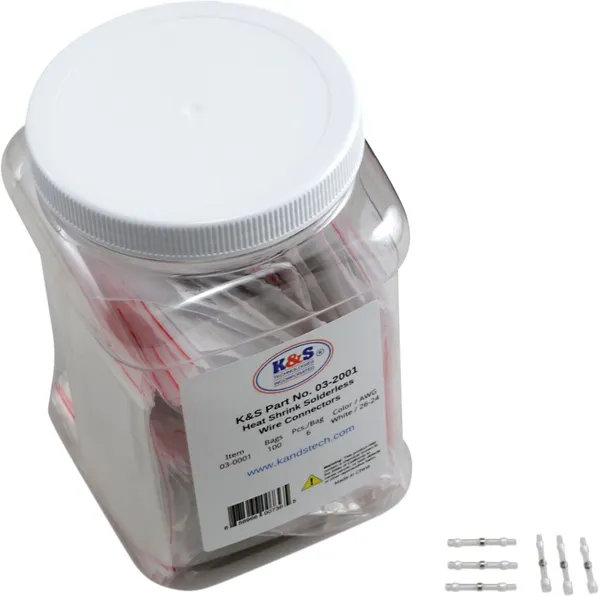 Heat-shrink Solderless Wire Connector Kit/refill White, 1, nordicamoto.ro