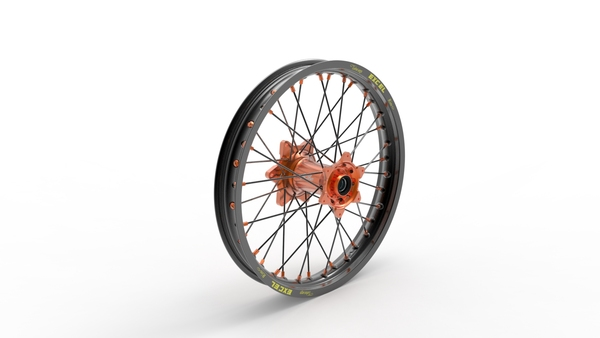 Elite Mx-en Wheel, Black Spokes Black, Orange 