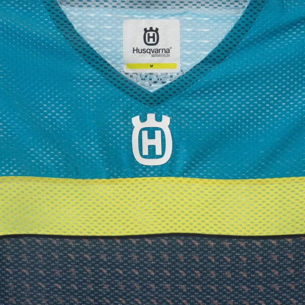 Tricou Husqvarna Railed Pro Blue/Yellow/Turquoise-0