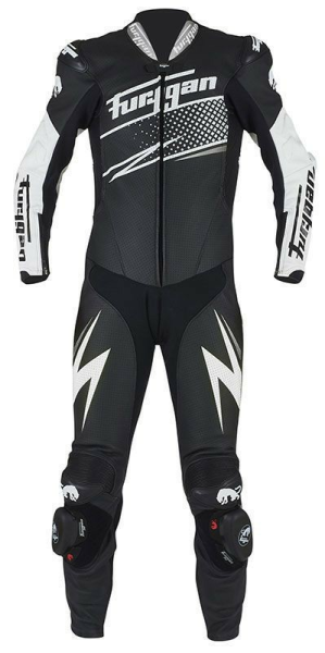 Combinezon Piele Furygan Full Ride Black/White/Silver-1