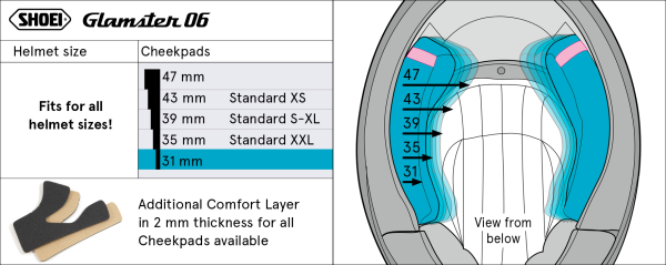 Burete interior obraji casca SHOEI GL6/GLM 47mm-0
