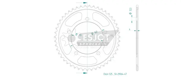 Pinion standard spate 525 negru, 2, nordicamoto.ro