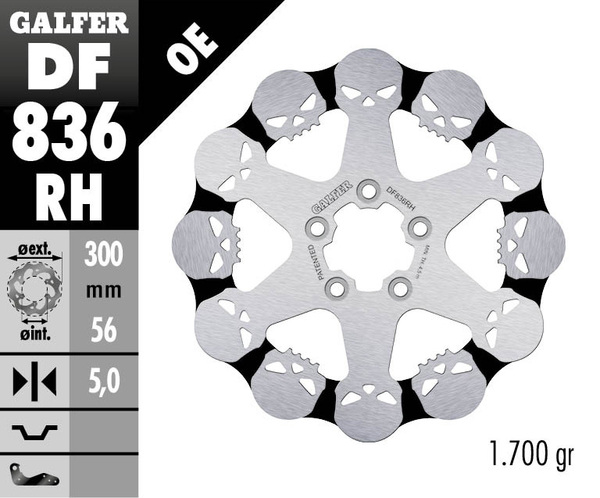 Skull Brake Rotor Black, Silver, 1, nordicamoto.ro