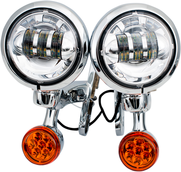 Light Brackets With Led Auxiliary Lights And Turn Signals Black, 2, nordicamoto.ro
