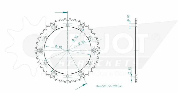 Pinion standard spate 520 negru, 2, nordicamoto.ro