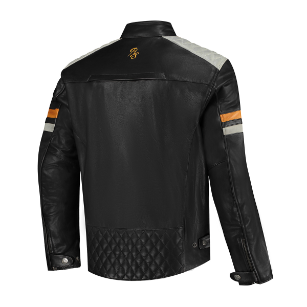 Geaca Piele Rusty Stitches Jari V2 Black/Light Grey/Gold-0