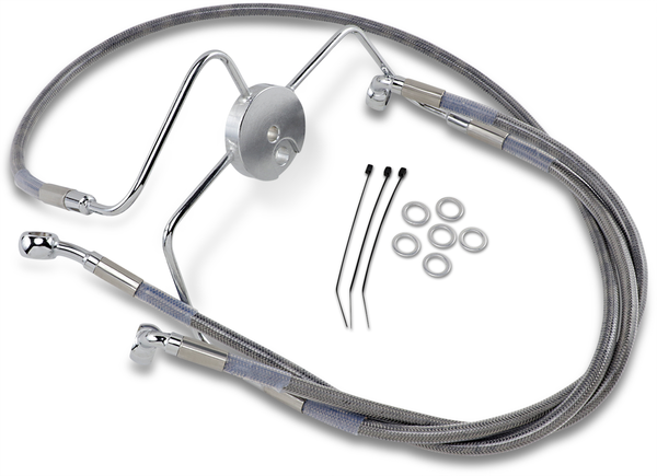 Extended Length Stainless Steel Brake Line Kit Silver, Clear-coated Oversize [+254 mm (10'')], 1, nordicamoto.ro
