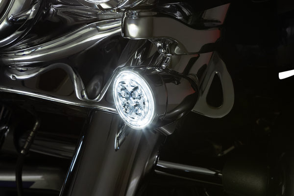 Led Lighted Fang® Front Signal Light Inserts With Bezel Chrome, 1, nordicamoto.ro