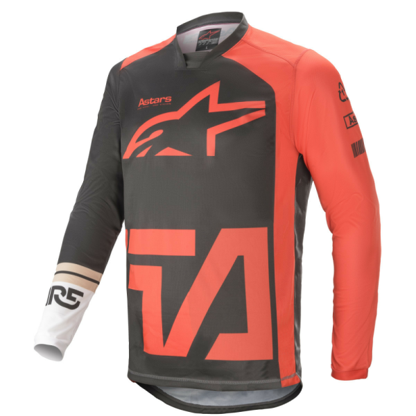 Tricou Alpinestars Racer Compass Anthracite/Red Fluo/ White-0