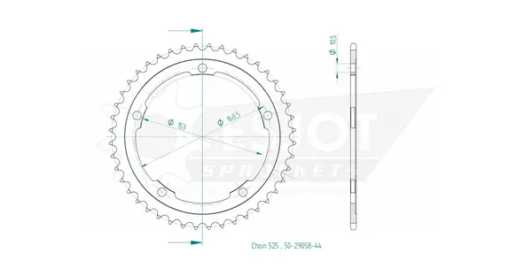 Pinion standard spate 525 negru, 2, nordicamoto.ro