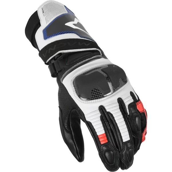Manusi de piele sport perforate MACNA THANDOR M Negru/Rosu, 5, nordicamoto.ro