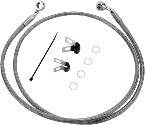 Extended Length Stainless Steel Brake Line Kit Silver, Clear-coated Oversize [+152 mm (6'')], 1, nordicamoto.ro
