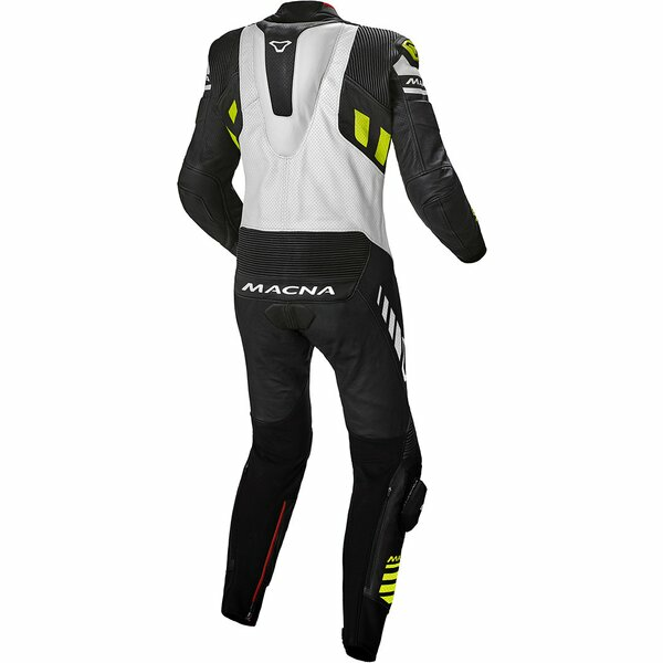 Combinezon de piele 1 piesa MACNA TRACKTIX 48 Alb/Galben/Albastru, 3, nordicamoto.ro