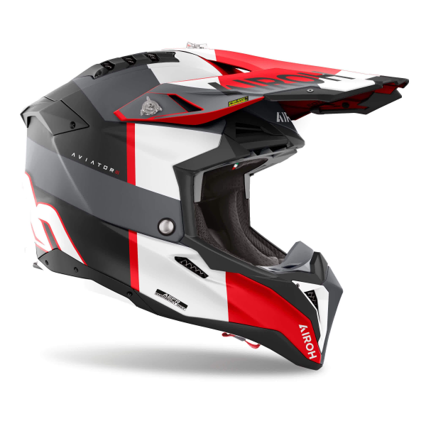 Cască Moto Cross Airoh Aviator 3 Monarch Negru/Gri/Roșu Mat, 3, nordicamoto.ro