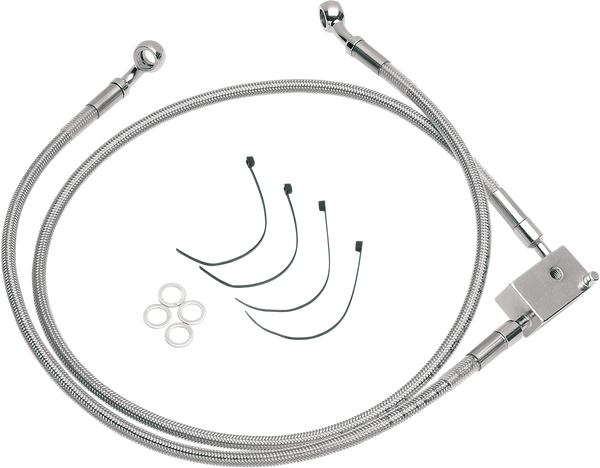 Extended Length Stainless Steel Brake Line Kit Silver, Clear-coated Oversize [+51 mm (2'')], 1, nordicamoto.ro