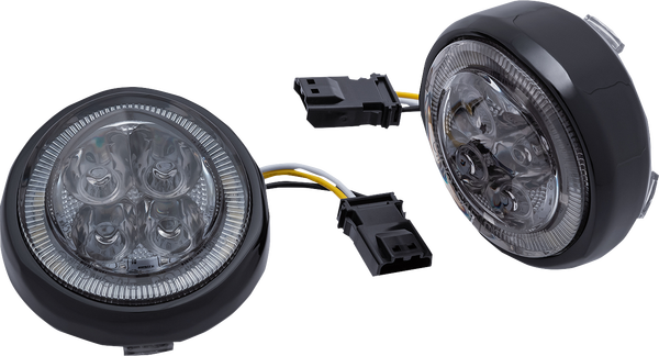 Led Lighted Fang® Front Signal Light Inserts With Bezel Black, 2, nordicamoto.ro