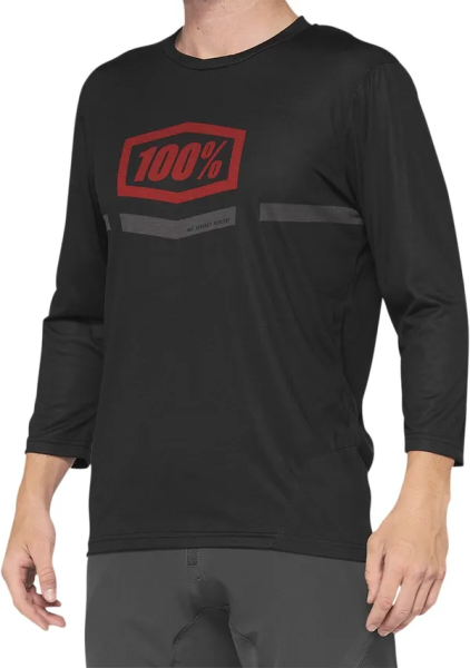 Tricou MTB 100% Airmatic 3/4 Sleeve Black/Red-3