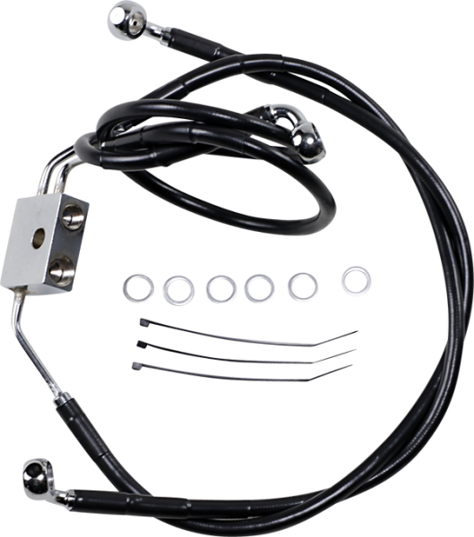Extended Length Black Vinyl Brake Line Kit Black Oversize [+203 mm (8'')], 1, nordicamoto.ro