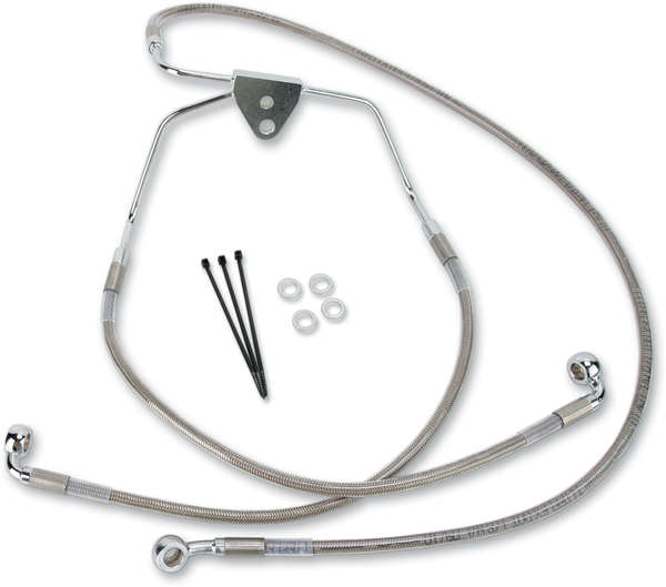 Extended Length Stainless Steel Brake Line Kit Silver, Clear-coated Oversize [+51 mm (2'')], 2, nordicamoto.ro