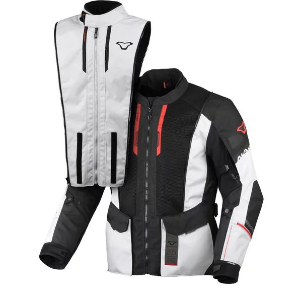 Geaca textil impermeabila touring/adventure MACNA AIR HYBRID 2.0 XXL Gri/Negru/Rosu, 11, nordicamoto.ro