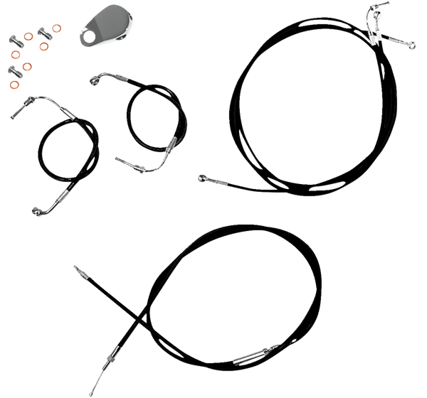 Standard Black Vinyl Braided Handlebar Cable/brake Line Kit Black, 1, nordicamoto.ro