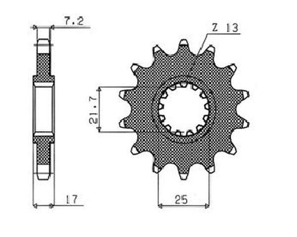 Pinion pentru arbore intermediar Powerdrive, negru, parkerizat, 1, nordicamoto.ro